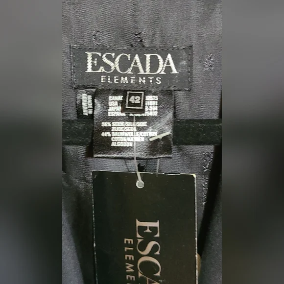 Escada NWT Black Blazer Classic Formal Jacket Silk & Cotton